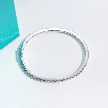 3mm Half Eternity Moissanite Bracelet 925 Sterling Silver 18K White Gold Plated Bangle for Women Jewelry Gifts
