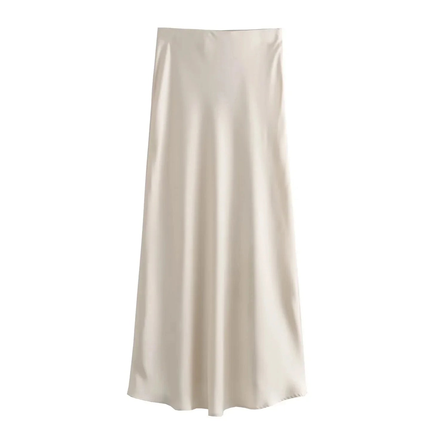 2024 Y2K Casual Women Long Skirt Spring Elastic High Waisted A-Line Casual Female Satin Skirts High Street Lady Skirts