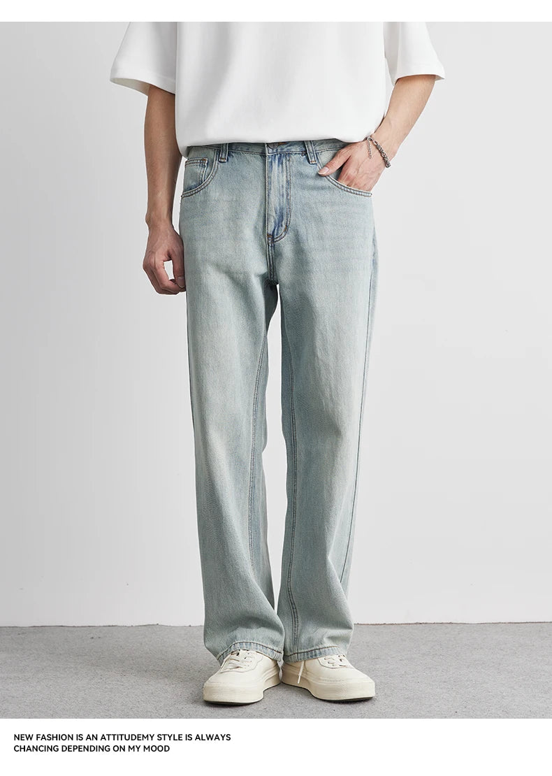Calça Jeans Reta Verão 2025 Nova Fina Retrô Solta Casual Moda Calças Largas Calça Reta Jeans Tamanho Grande 25-36