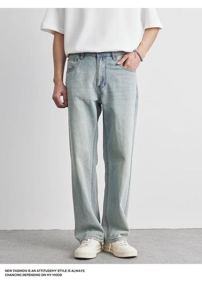 Calça Jeans Reta Verão 2025 Nova Fina Retrô Solta Casual Moda Calças Largas Calça Reta Jeans Tamanho Grande 25-36