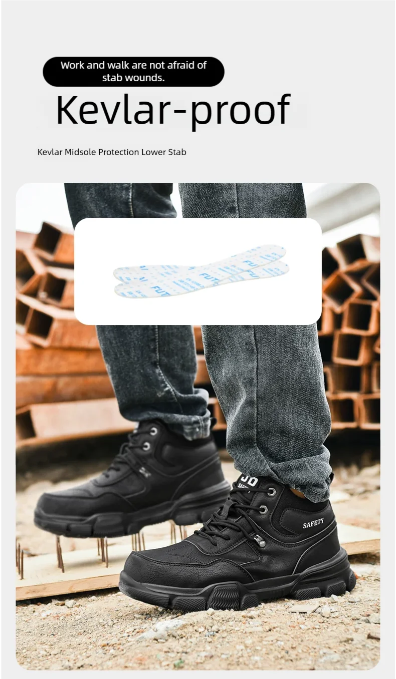 Man Safety Shoes Puncture-Proof Work Sneaker Waterproof Work Shoes Steel Toe Shoes Safety Boots Indestructible Shoes Lightweight