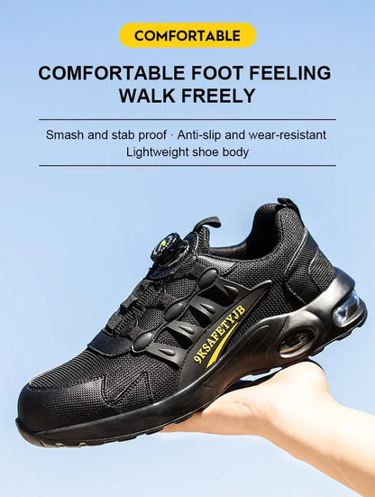 Men's Rotating Button Safety Shoes Steel Toe Work Sneakers Indestructible Shoes Puncture-Proof work Boots Air Cushion Men Boots