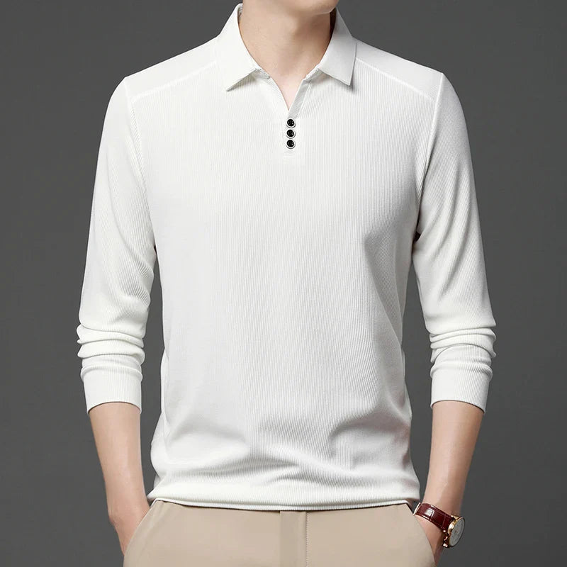 High quality brand long sleeve men's polo shirt autumn fashion customization high-end slim fit top casual business T-shirt