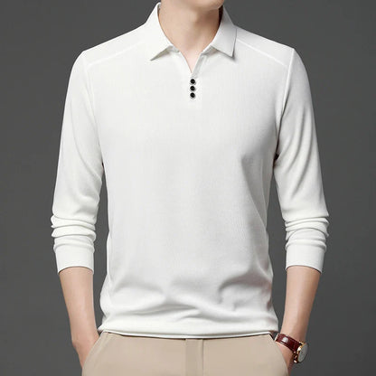 High quality brand long sleeve men's polo shirt autumn fashion customization high-end slim fit top casual business T-shirt
