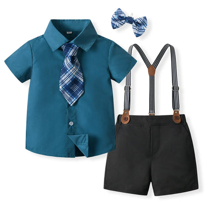 Kids Boys Formal Birthday Outfit Suit Toddler Gentleman Wedding White Shirt 1-7 Years Baby Pants Boys Ceremony Outfits