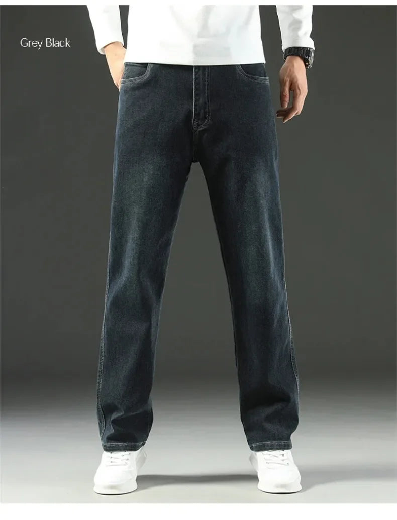 2025 Novo Estilo Y2 Primavera e Outono Jeans Folgados Masculinos Calças Retas Largas Casuais de Negócios Marca Roupas Masculinas