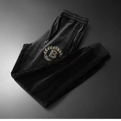 Autumn Men's Sportswear Solid Color Solid Color Zipper Hooded Pocket Jacket Drawstring Trousers Sports Clothing Set