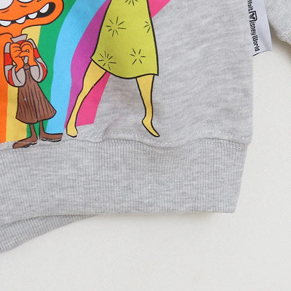Embroidery Sweatshirt Inside Out Cartoon Jumper O Neck Long Sleeve Women Casual Pullover Top