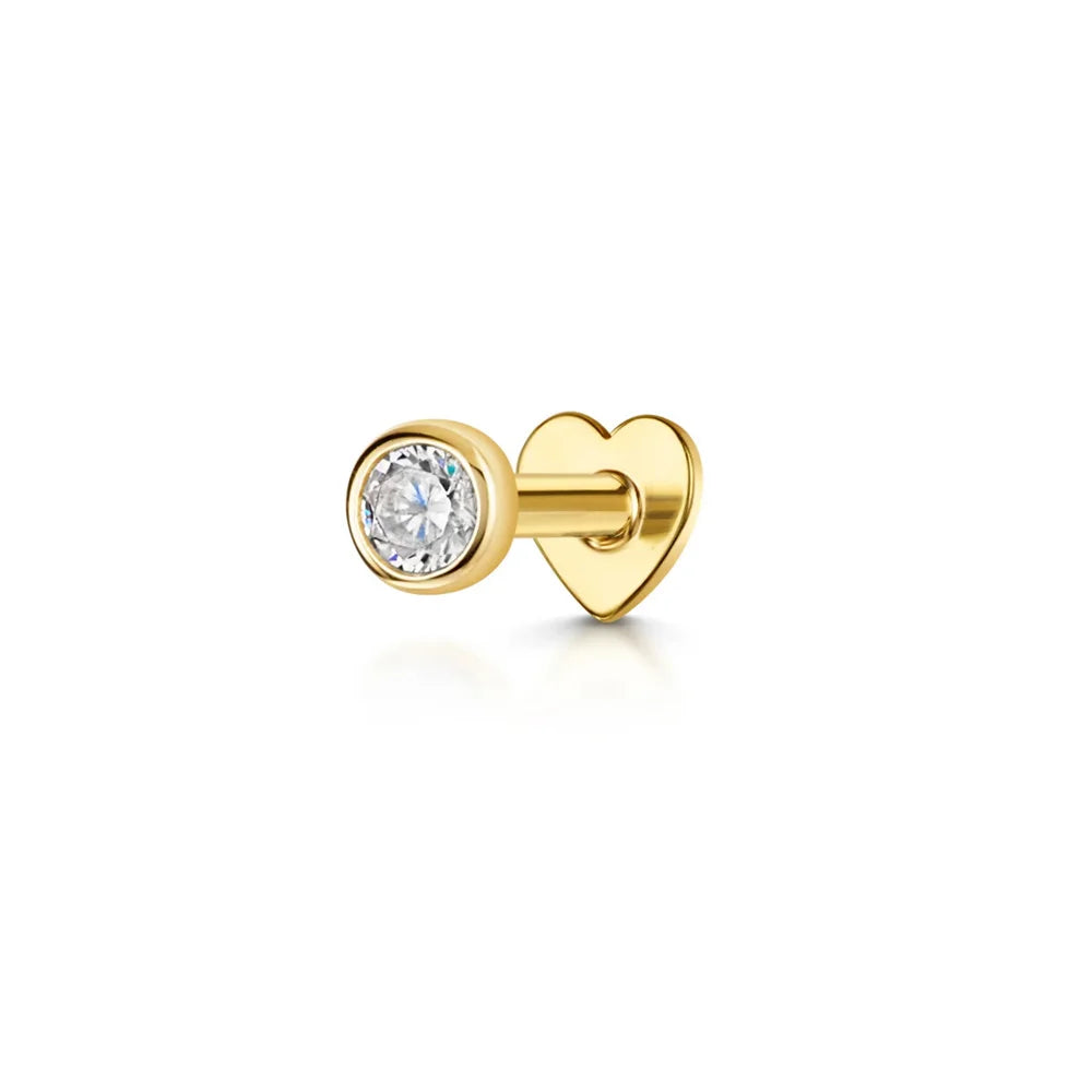 1PC 925 Sterling Silver Crown Horse Eye Zircon Heart Flat Head Cartilage Piercing Stud Earring For Women Claasic Earring