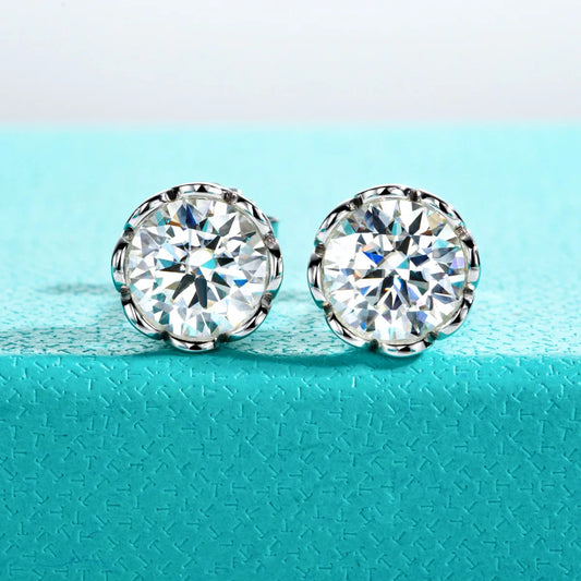 2cttw-6cttw Moissanites Diamond Earrings 925 Sterling Silver D Color VVS1 Moissanite Classic Stud Earrings For Woman