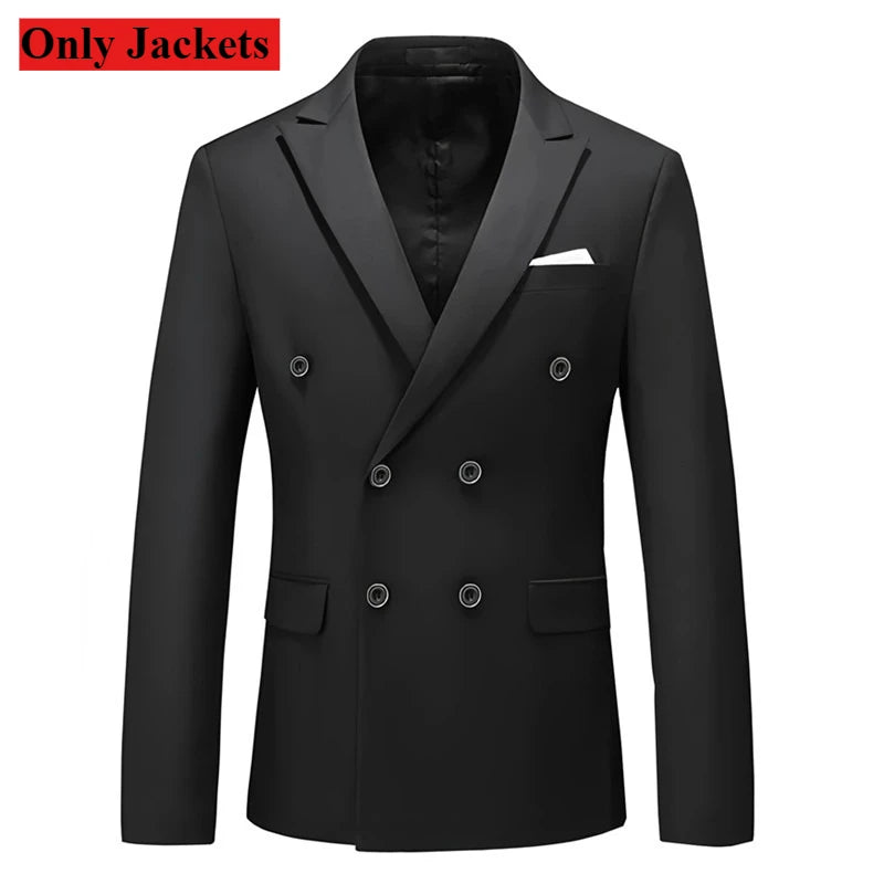 2 Pieces Double Breasted Formal Men Suits Slim FitGroom Tuxedos for Wedding Peaked Lapel Custom Male Blazer Prom Daily Wear