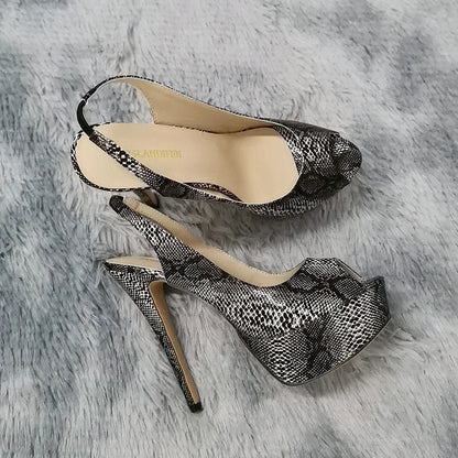 Women Sandals Sexy Pumps 14CM Platform Stripper High Heels Open Toe Stilettos Gladiator Party Dress Wedding Shoes Large Size 44