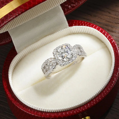 1ct D Color Moissanite Ring for Women GRA Certified Lab Diamond Engagement Wedding Band 925 Sterling Silver Luxury Ring