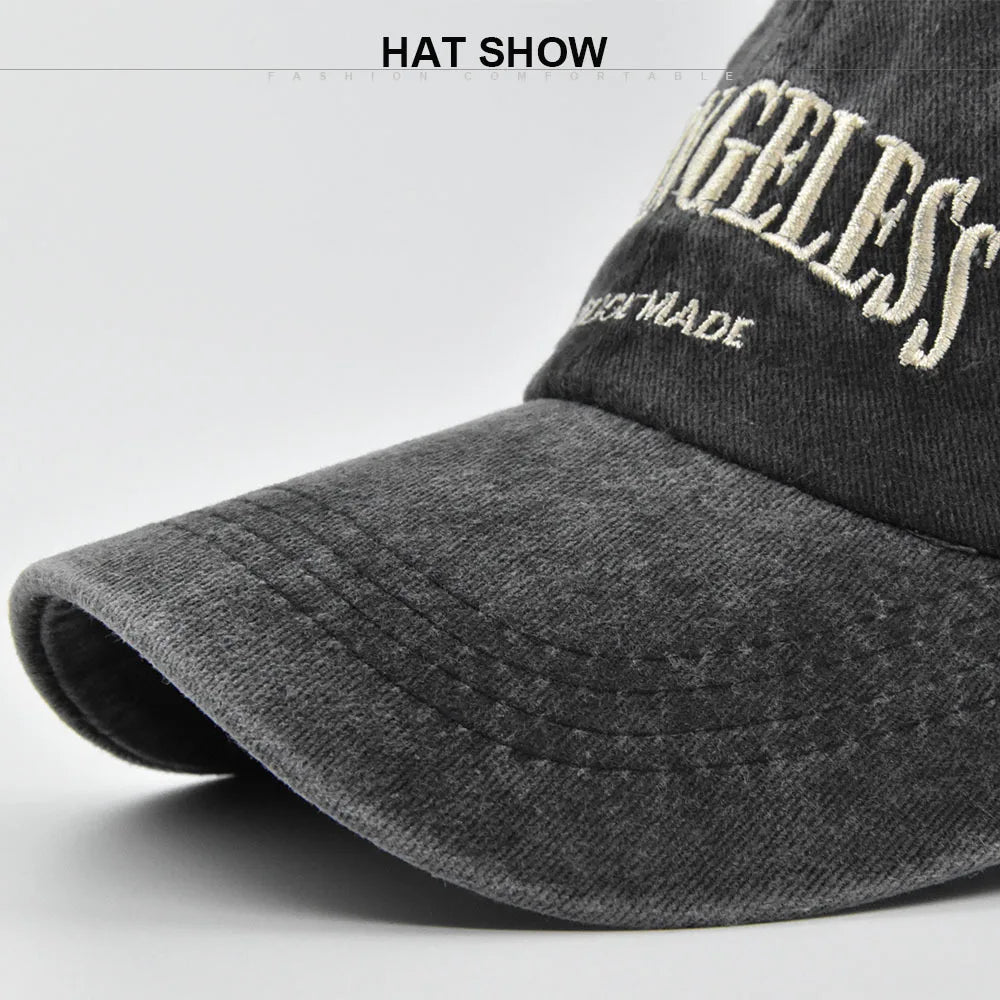 Los Angeles Baseball Cap Men Women Letter Embroidered Hip Hop Hats Vintage Wash Cotton Soft Top Sun Visor Hats Unisex Casual Cap