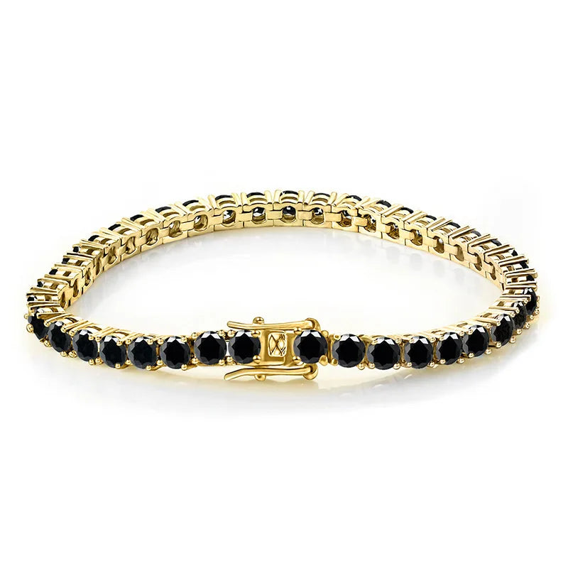 TY 3mm 4mm Black Moissanite Tennis Bracelet Full Diamond 925 Sterling Silver Plated 18k Hiphop Bracelets for Women Man