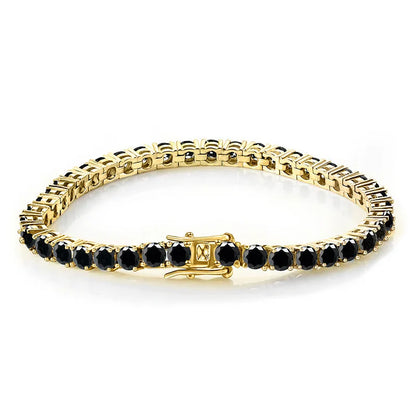 TY 3mm 4mm Black Moissanite Tennis Bracelet Full Diamond 925 Sterling Silver Plated 18k Hiphop Bracelets for Women Man