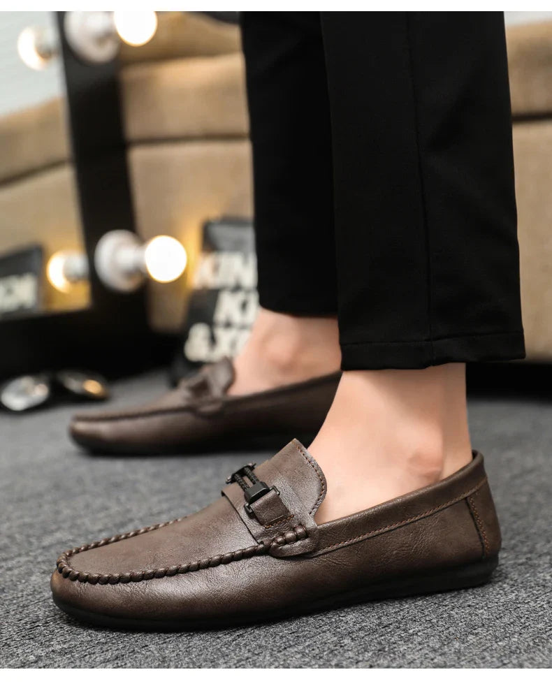 Trend White Loafers Man Big Size 46 Breathable Lightweight Men's Leather Shoes Comfortable Casual Shoes Men Driving Shoes