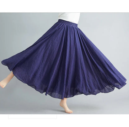 Fashion Cotton Linen Clothes Women Skirts Maxi Y2k Elegant Beach Saia Ropa Mujer Casual Vestido Boho Long Skirt Faldas Harajuku