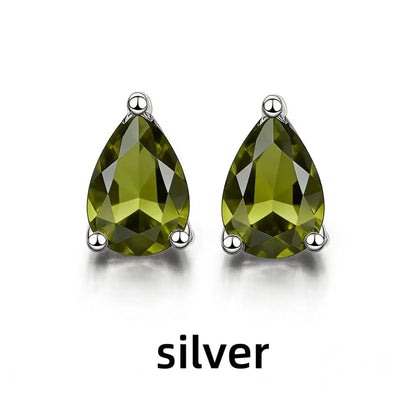 Rose Gold Yellow Gold Plated Oval Natural Amethyst Citrine Garnet Topaz Peridot 925 Sterling Silver Earrings for Women