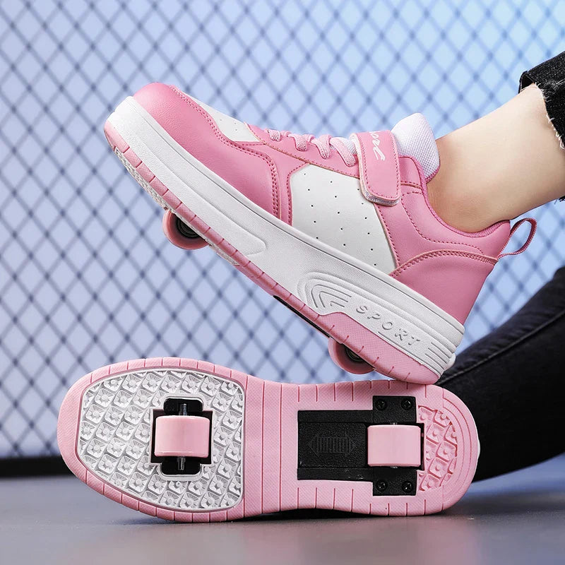 Ultra-Light Two Wheels Children's Sport Roller Skate Shoes For Kids Boys Girls Walking Running Sneakers Outdoor