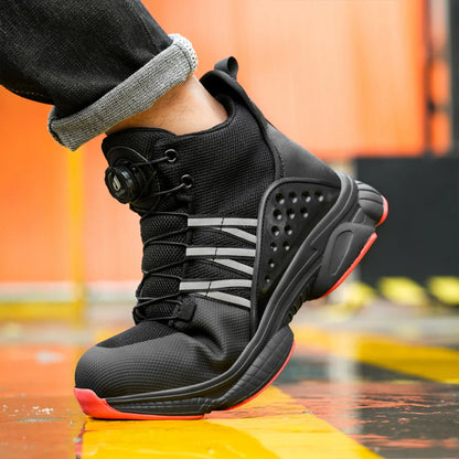 Rotating Button Steel Toe Shoes for Men Lightweight Anti-smash Steel Toe Indestructible Work Boots Construction Safety Shoes