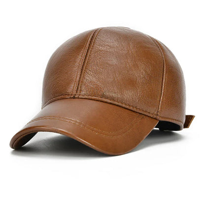 2026 Adjustable Men's Genuine Cowhide Leather Baseball Cap for Fall Winter Outdoor Sports Hat Men Real Cowhide Leather Caps