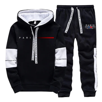 Autumn Winter Mens Tracksuit Print Casual Sweatshirts Sportswear Outdoors Sports Jogging Mens Clothing Single Piece Hoodie Pants