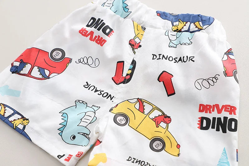 New Summer Baby Boys Clothes Suit Children Fashion Cartoon Shirt Shorts 2Pcs/Sets Toddler Casual Costume Infant Kids Tracksuits