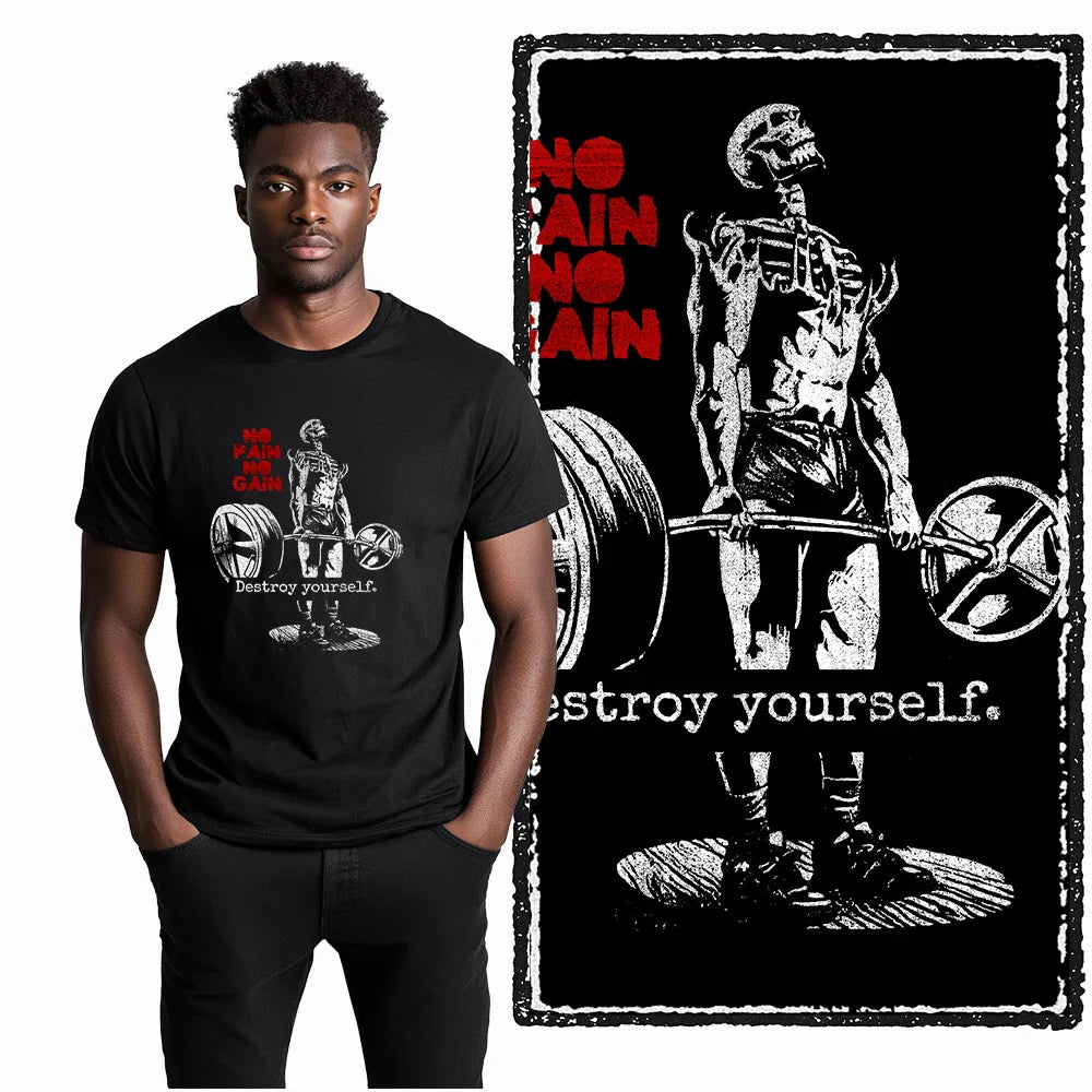 Coolmind YG Body building gym Cotton Exclusive Graphic Men T shirt for men cotton Big Size Cool BLACK men's novelty tee shirt