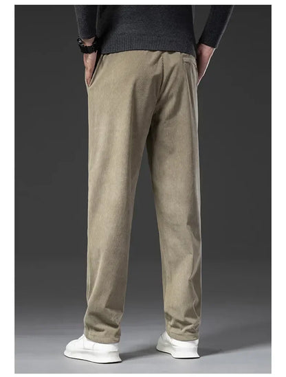 Men's Corduroy Straight Casual Pants Spring Autumn Business Leisure Fashion Trousers Regular Fit Male Pants Brand Clothes