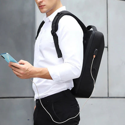 Men's Casual Hard Shell Backpack Anti-theft Backpack High Capacity Travel USB Charging Bag Fasion Business Computer Bag For Male