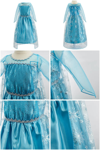 Children Anna Elsa Dress Girls Princess Cosplay Costume Kids Snow Queen Sequined Elegant Dress Girl Christmas Carnival Clothes
