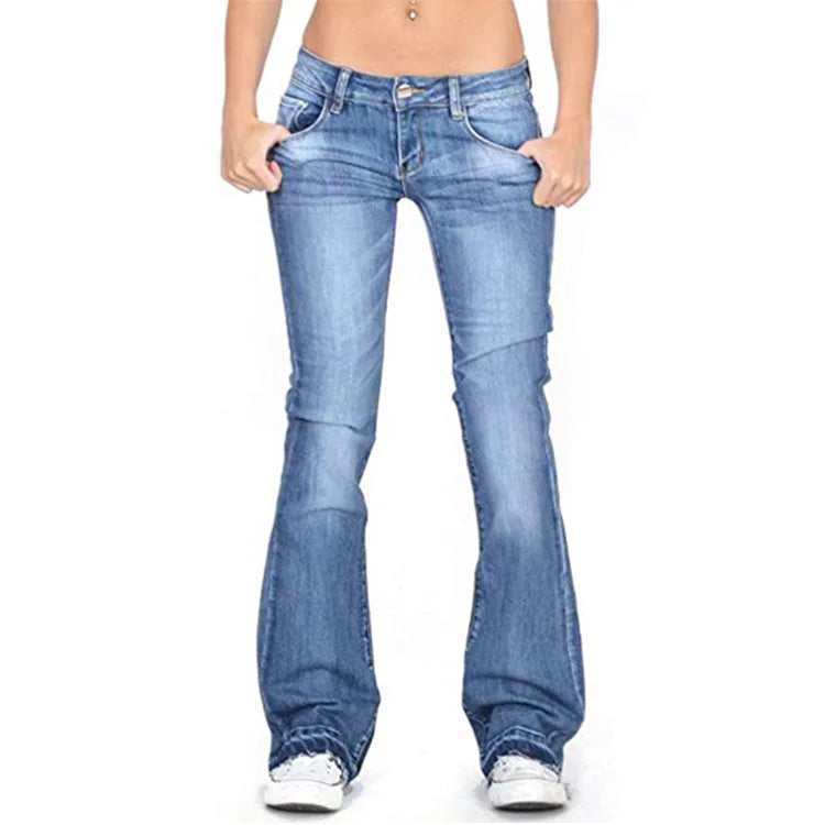 SLow Rise Flared Jeans Women Casual Vintage Skinny Bell Bottom Jeans