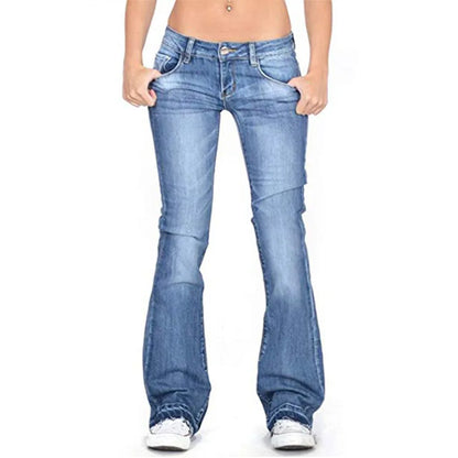 SLow Rise Flared Jeans Women Casual Vintage Skinny Bell Bottom Jeans