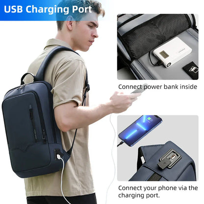 Slim Backpack For Men 15.6 Inch Laptop Bags Waterproof Minimalist Business Backpack With USB Charging Casual Travel Work Bag