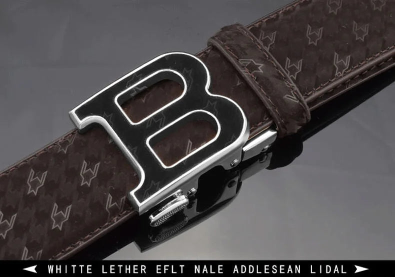 High Quality Automatic Buckle belts men Golden buckle fashion Waist Strap genuine leather Cowskin cintos masculinos B letter