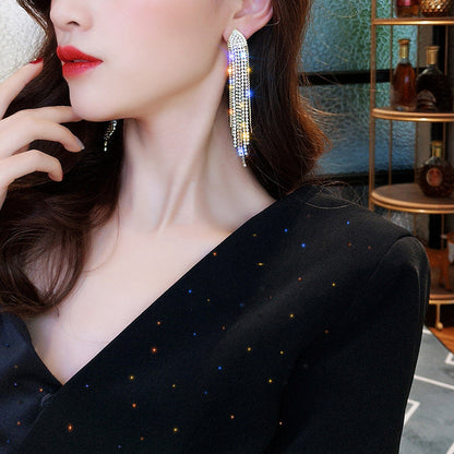 Geometric Triangle Earrings European and American Fashion Long Tassel