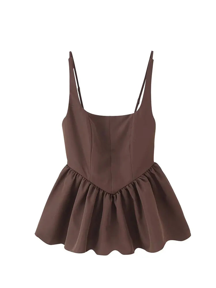 2025 Summer Women's Casual Top Short Tops For Women Ladylike Style Sling Tops Sleeveless Short Top Streetwear