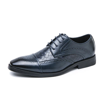 Weaving Formal Shoes For Men Brown Leather Men's Shoes Fashion Stitching Elegant Mans Autumn Footwear Male Wedding Shoes