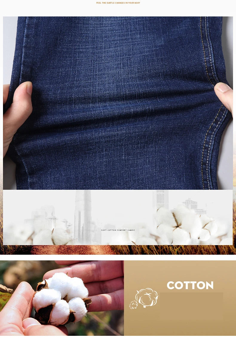 Men's Slim Fashion Denim High Quality Male Pants Elastic Black Blue Leisure Jeans Brand Clothing