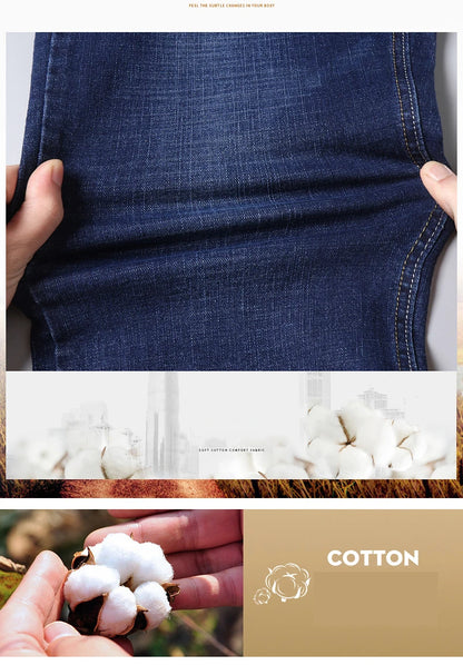 Men's Slim Fashion Denim High Quality Male Pants Elastic Black Blue Leisure Jeans Brand Clothing