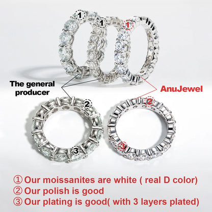 4mm 5cttw D Color Moissanite Wedding Band Ring 925 Sterling Silver Eternity Band  Rings For Women Jewelry Wholesale