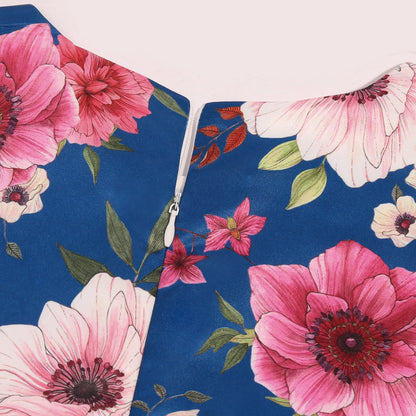 Cross-border special summer burst dress girls printed waist wedding dress flower girl short-sleeved princess puffy skirt