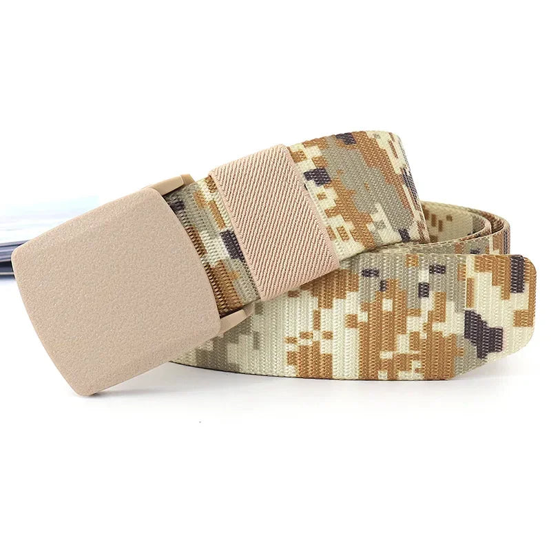 3.8X110cm High Quality Automatic Buckle Nylon Men Belt Outdoor Hunting Multifunctional Tactical Canvas Camouflage Belt for Women