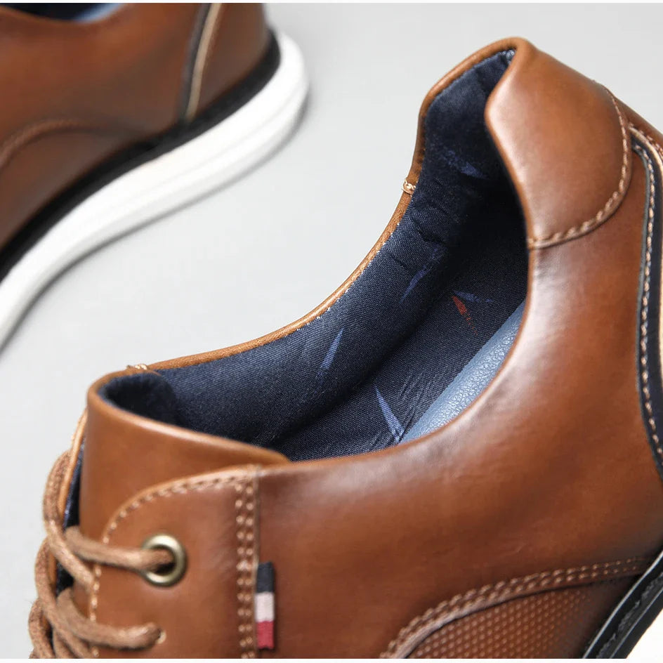 Genuine Leather Dress Shoes Comfy Men Casual Shoes Smart Business Work Office Lace-up Men Shoes