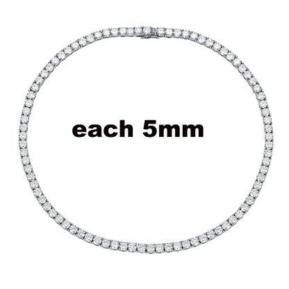 2.5-6.5mm Full Moissanite Tennis Necklace for Women Sparkling Diamond Pendant 925 Sterling Silver Fine Jewelry Gift GRA