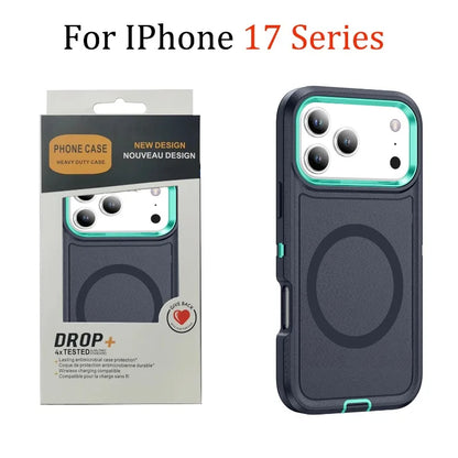 3IN1 Military Grade Heavy Duty Armor Case For IPhone 17 Air 16 15 14 Plus Pro Max Magnetic Charge TPU+PC Anti-fall Protect Cover