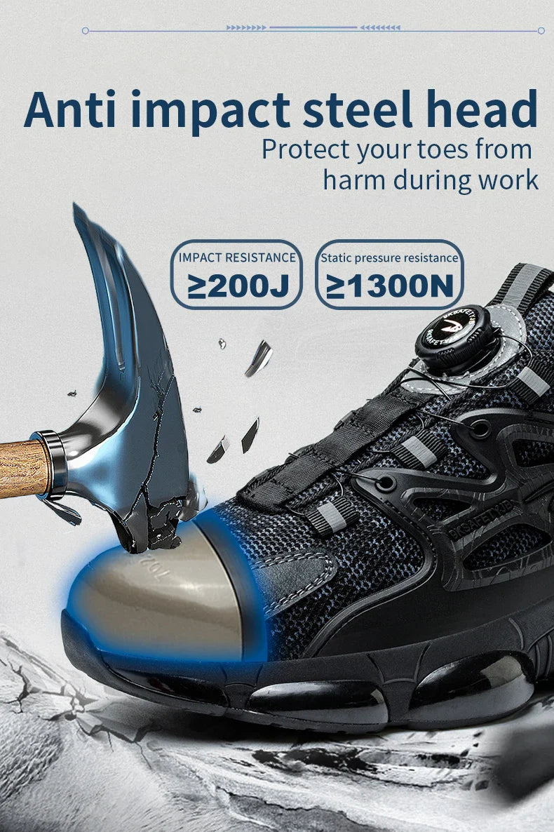 New Safety Boots Men Work Sneakers Anti-smash Indestructible Shoes Steel Toe Protective Boots Anti-puncture Work Safety Shoes
