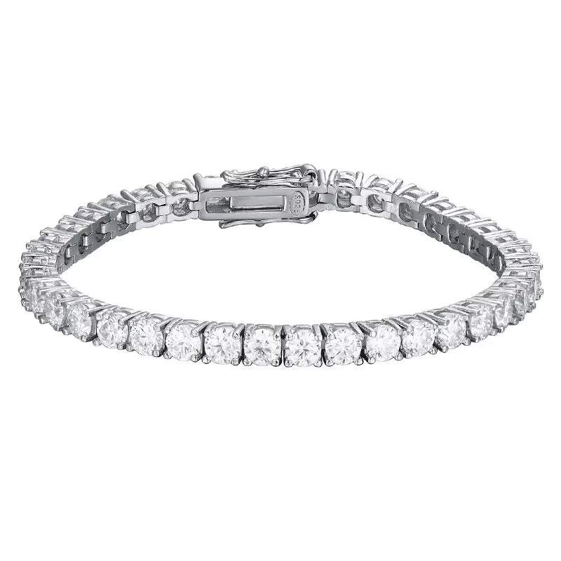 2mm Moissanite Tennis Bracelet 925 Sterling Silver Plated White Gold Bracelet for Women Man Sparkling Party Jewelry