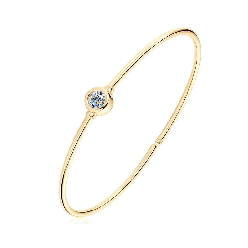 0.5Carat D Moissanite Bangle Bracelet Sterling Silver 925 Charms Fine Jewelry for Women Classic Valentine's Day Birthday Gift